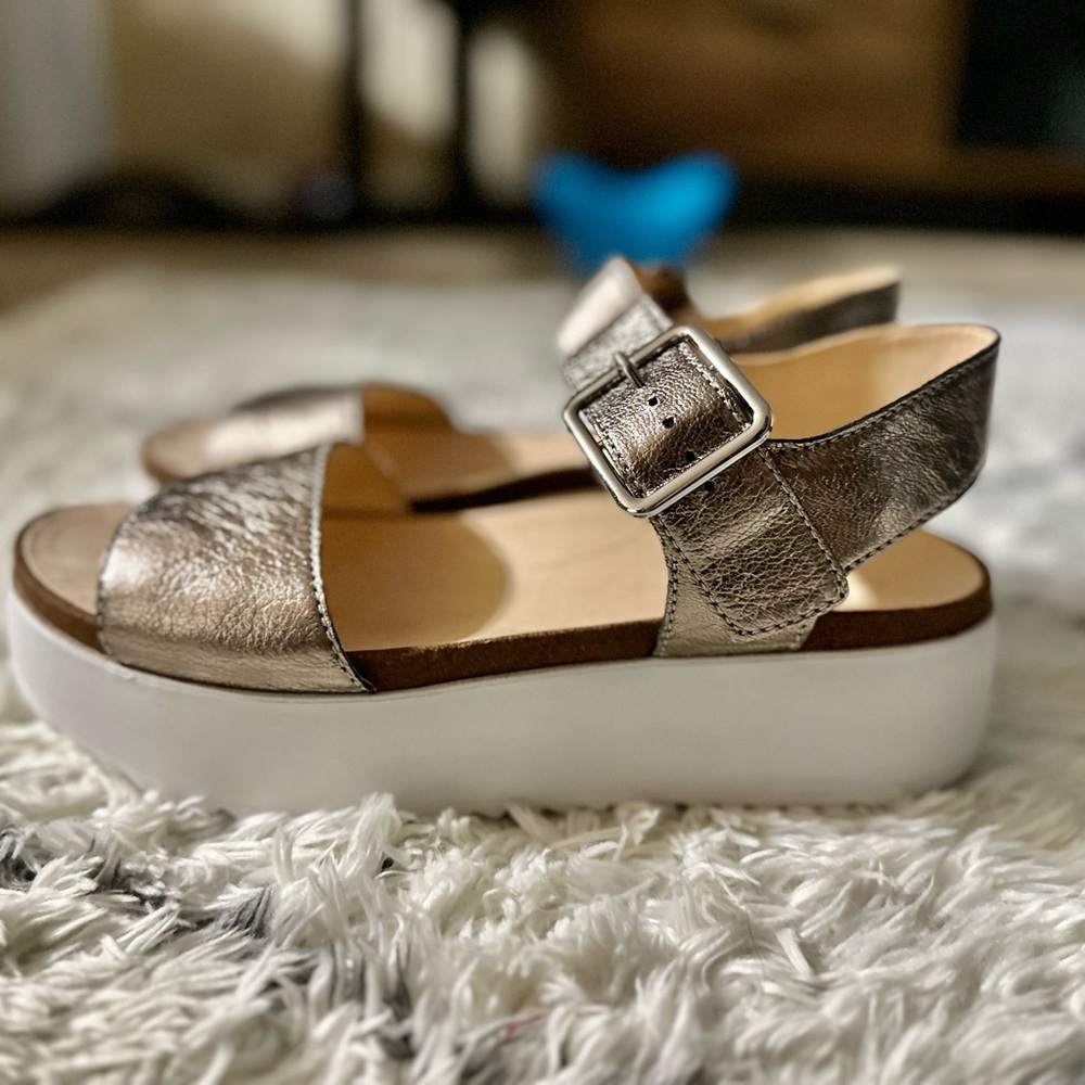 Clarks Bronze Sandals with White Platform